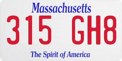 MA license plate 315GH8