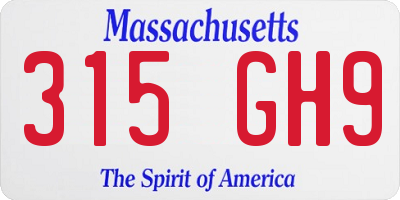 MA license plate 315GH9