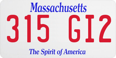 MA license plate 315GI2