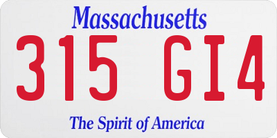 MA license plate 315GI4