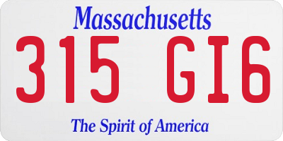 MA license plate 315GI6