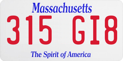 MA license plate 315GI8
