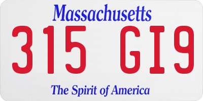 MA license plate 315GI9