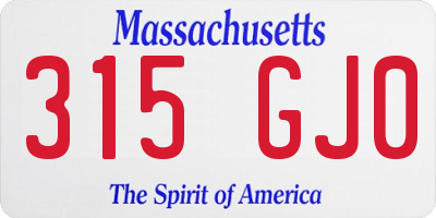 MA license plate 315GJ0