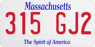 MA license plate 315GJ2
