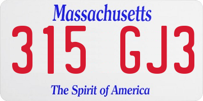 MA license plate 315GJ3
