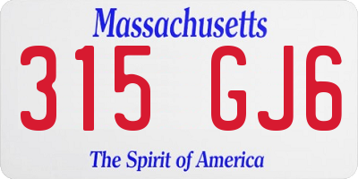 MA license plate 315GJ6