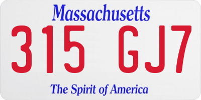 MA license plate 315GJ7