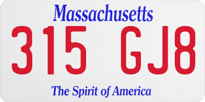 MA license plate 315GJ8