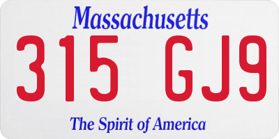 MA license plate 315GJ9