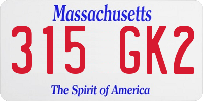 MA license plate 315GK2