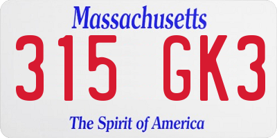 MA license plate 315GK3