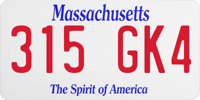 MA license plate 315GK4
