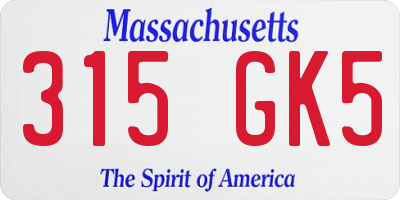 MA license plate 315GK5