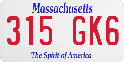 MA license plate 315GK6