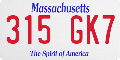 MA license plate 315GK7