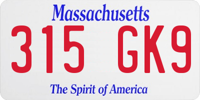 MA license plate 315GK9
