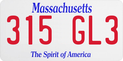 MA license plate 315GL3