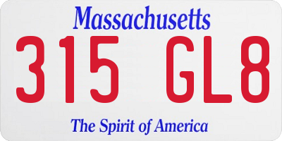 MA license plate 315GL8