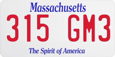 MA license plate 315GM3