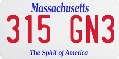 MA license plate 315GN3