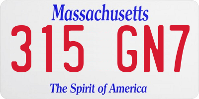 MA license plate 315GN7