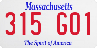 MA license plate 315GO1
