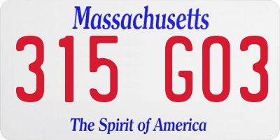 MA license plate 315GO3