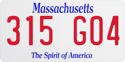 MA license plate 315GO4