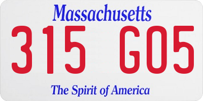 MA license plate 315GO5