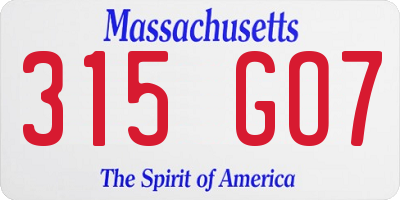MA license plate 315GO7