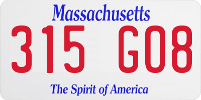 MA license plate 315GO8