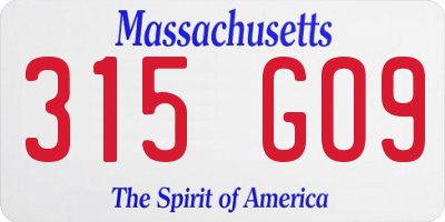 MA license plate 315GO9