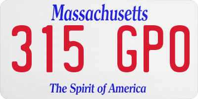 MA license plate 315GP0