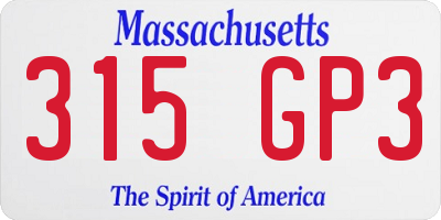 MA license plate 315GP3