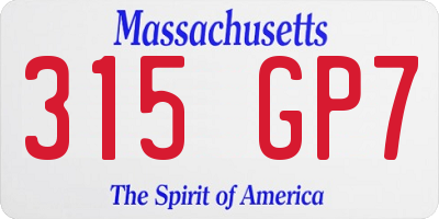 MA license plate 315GP7