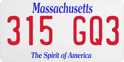 MA license plate 315GQ3