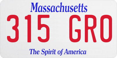 MA license plate 315GR0
