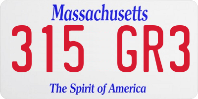 MA license plate 315GR3