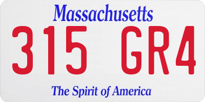 MA license plate 315GR4