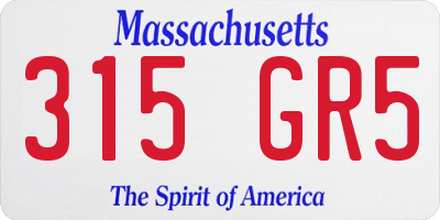 MA license plate 315GR5