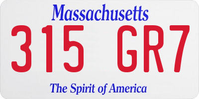 MA license plate 315GR7