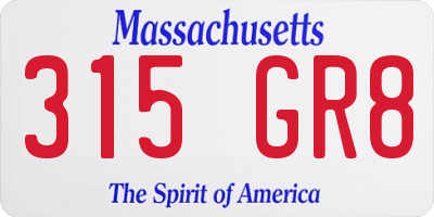 MA license plate 315GR8