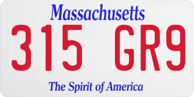 MA license plate 315GR9