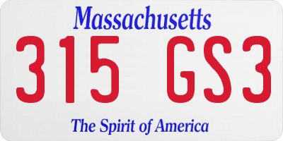 MA license plate 315GS3