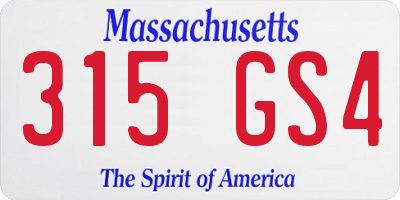 MA license plate 315GS4