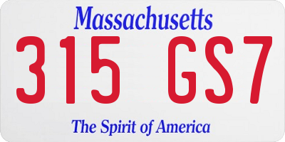 MA license plate 315GS7