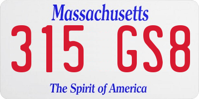 MA license plate 315GS8