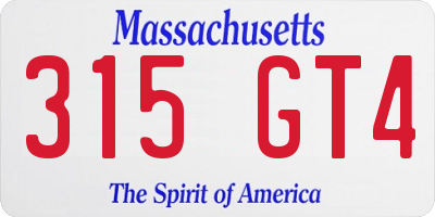 MA license plate 315GT4
