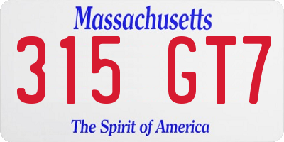MA license plate 315GT7